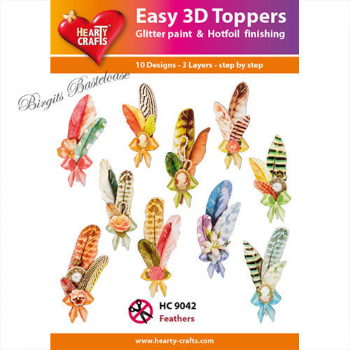 3D Motive ausgestanzt Federn Feathers 10er Set HC-9042