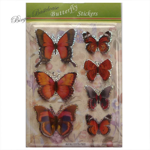 3D Sticker Schmetterlinge orange selbstklebend 3D-7805