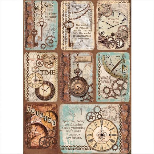 Stamperia Decoupage Rice Paper A4 Clockwise cards DFSA4287