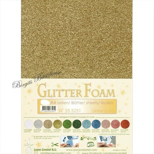 Leane Creatief Glitter Foam 2 Blatt A4 Gold 25.5251