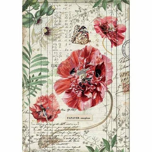 Stamperia Decoupage Rice Paper A4 Poppies DFSA4357