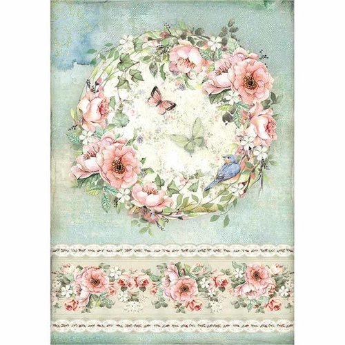 Stamperia Decoupage Rice Paper A4 Roses and butterfly DFSA4445