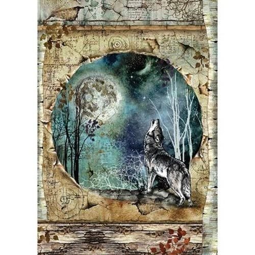 Stamperia Decoupage Rice Paper A4 Cosmos Wolf & Mond DFSA4388