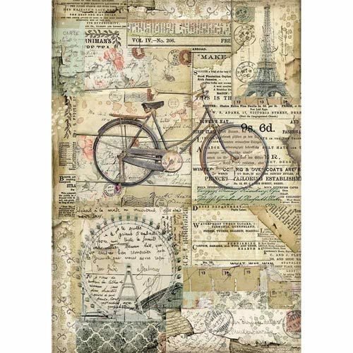 Stamperia Decoupage Rice Paper A4 Bicycle DFSA4458