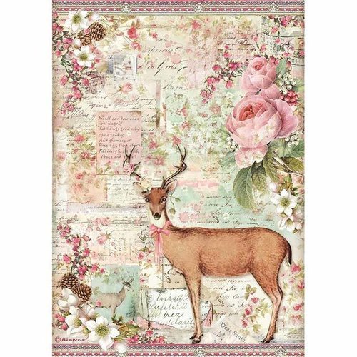 Stamperia Decoupage Rice Paper A4 Christmas Deer DFSA4474