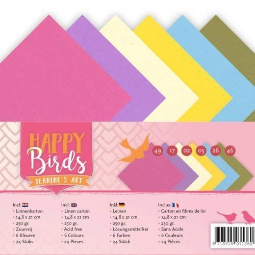 Jeanines Art Leinenkarton A5 Happy Birds JA-A5-10010