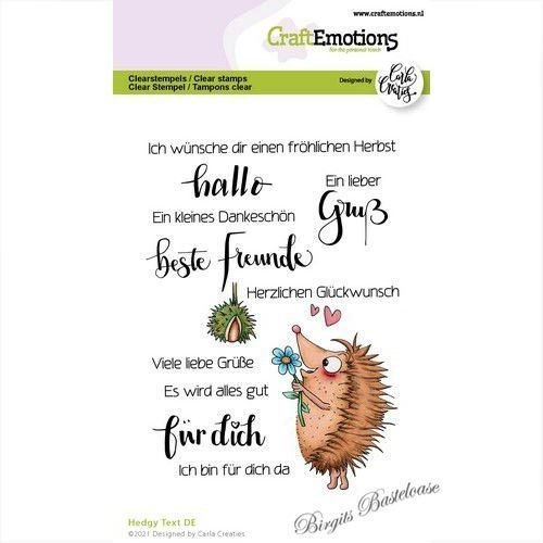CraftEmotions Clear Stamps Igel, Hedgy Text 130501/1520