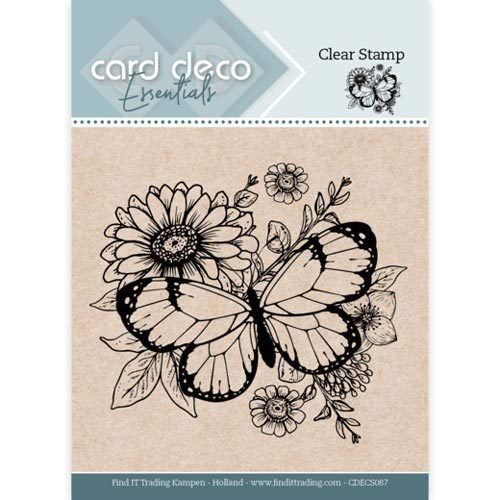 Card Deco Essentials Clear Stamps Schmetterling Blumen CDECS087