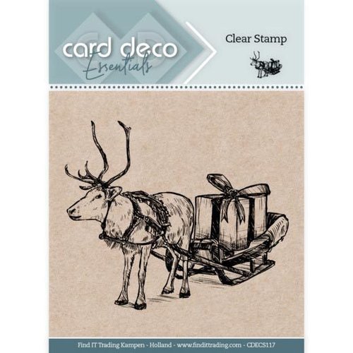 Card Deco Clear Stamps Rentier mit Schlitten CDECS117