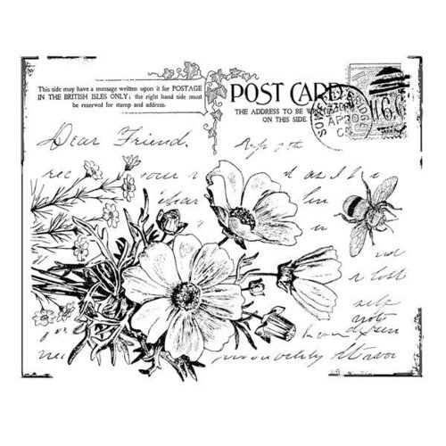 Crafty Individuals Unmoun. Rubber Stamps Floral Postcard CI-302