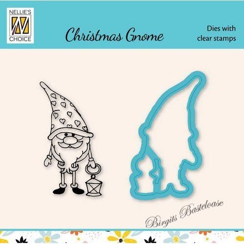 Nellie Stanze & Clear Stamp Xmas Gnome 2 Laterne HDCS042