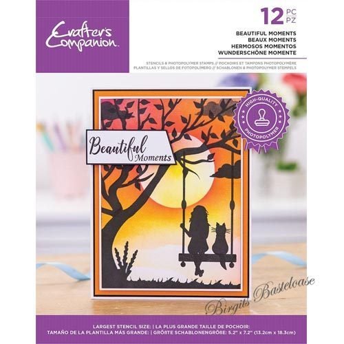 Crafters Companion Stencil & Clear Stamp Beautiful Moments BEAM