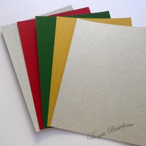 5 Glitterkarton A4 silber, gold, rot, grün 230g/qm 3002/0601