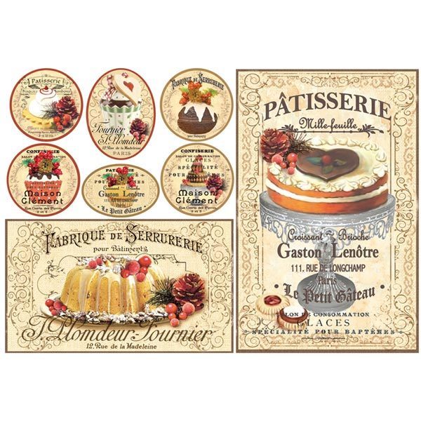 Stamperia Decoupage Rice Paper A3 Patisserie DFS339