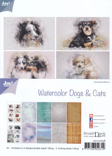 JoyCrafts Design Papier A4 Paper Aquarell Dogs & Cats 6011/0638