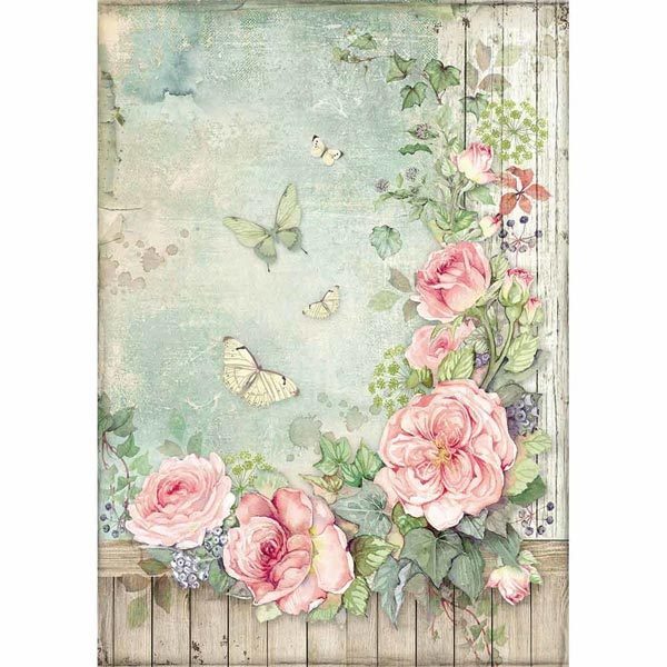 Stamperia Decoupage Rice Paper A4 Roses garden DFSA4450