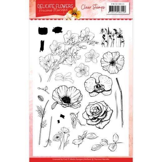 Precious Marieke Clear Stamps Delicate Flowers PMCS10044