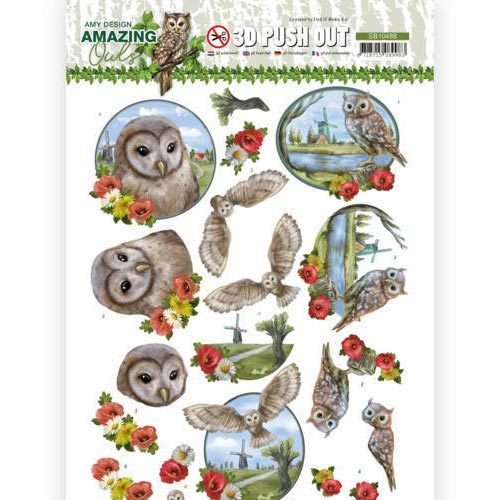 3D Stanzbogen Amy Design Eulen, Meadow Owls SB10488