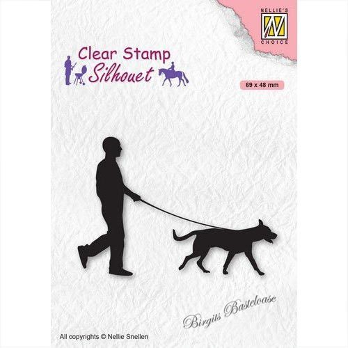 Nellie's Clear Stamp Silhouette Mann mit Hund SIL070