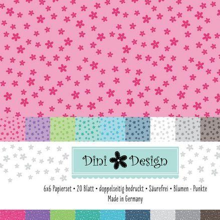 Dini Design Paper Pack Blumen Punkte 15,2x15,2cm #4008