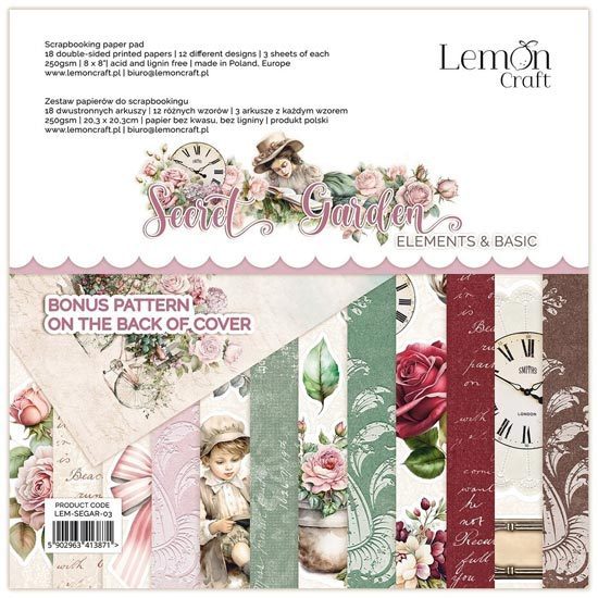 LemonCraft Paper Pad 20 x 20 Secret Garden LEM-SEGAR-03
