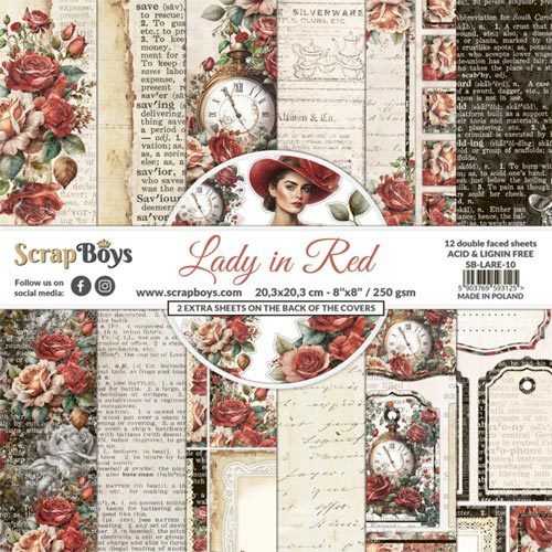 ScrapBoys Design Papier Lady in Red 20x20 Paperpad SB-LARE-10
