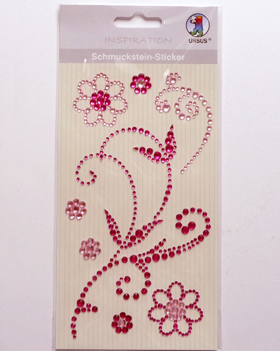 Glitzersteine pink selbstklebend Schnörkel Blumen 75060004