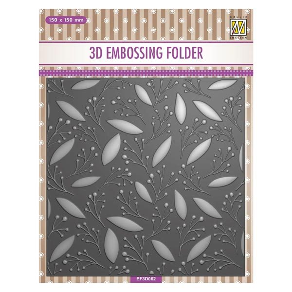Nellies 3D Embossing Folder Leaves & Berries EF3D062